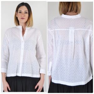 Max Volmary White Eyelet Cardigan Top, NEW!